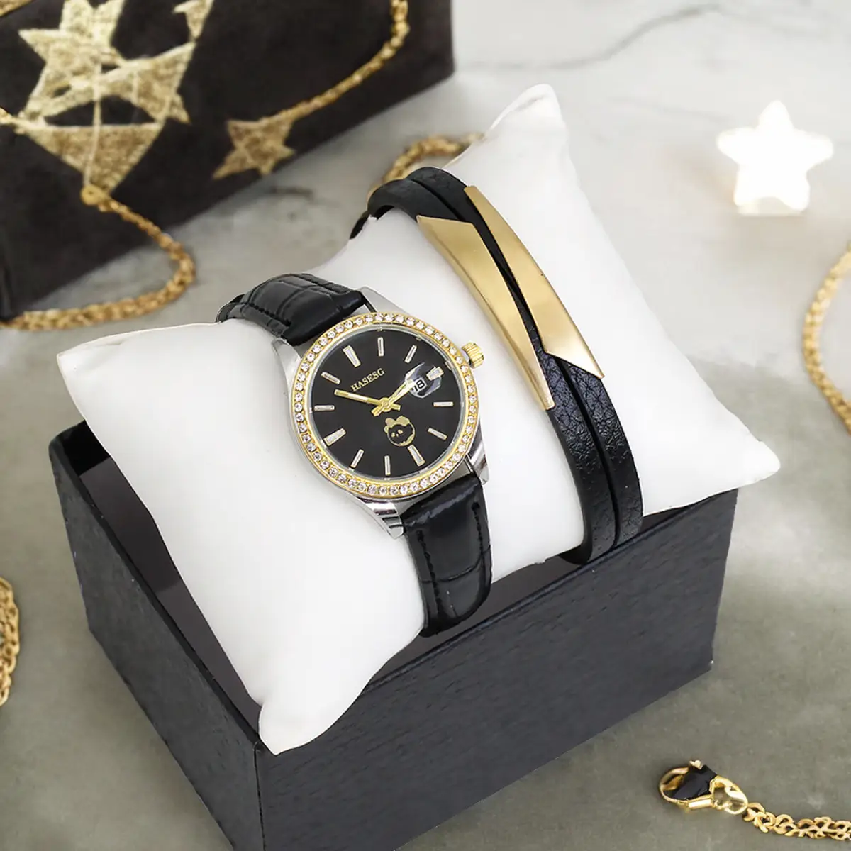 Modern Black Leather Wristwatch for Women - Image 4