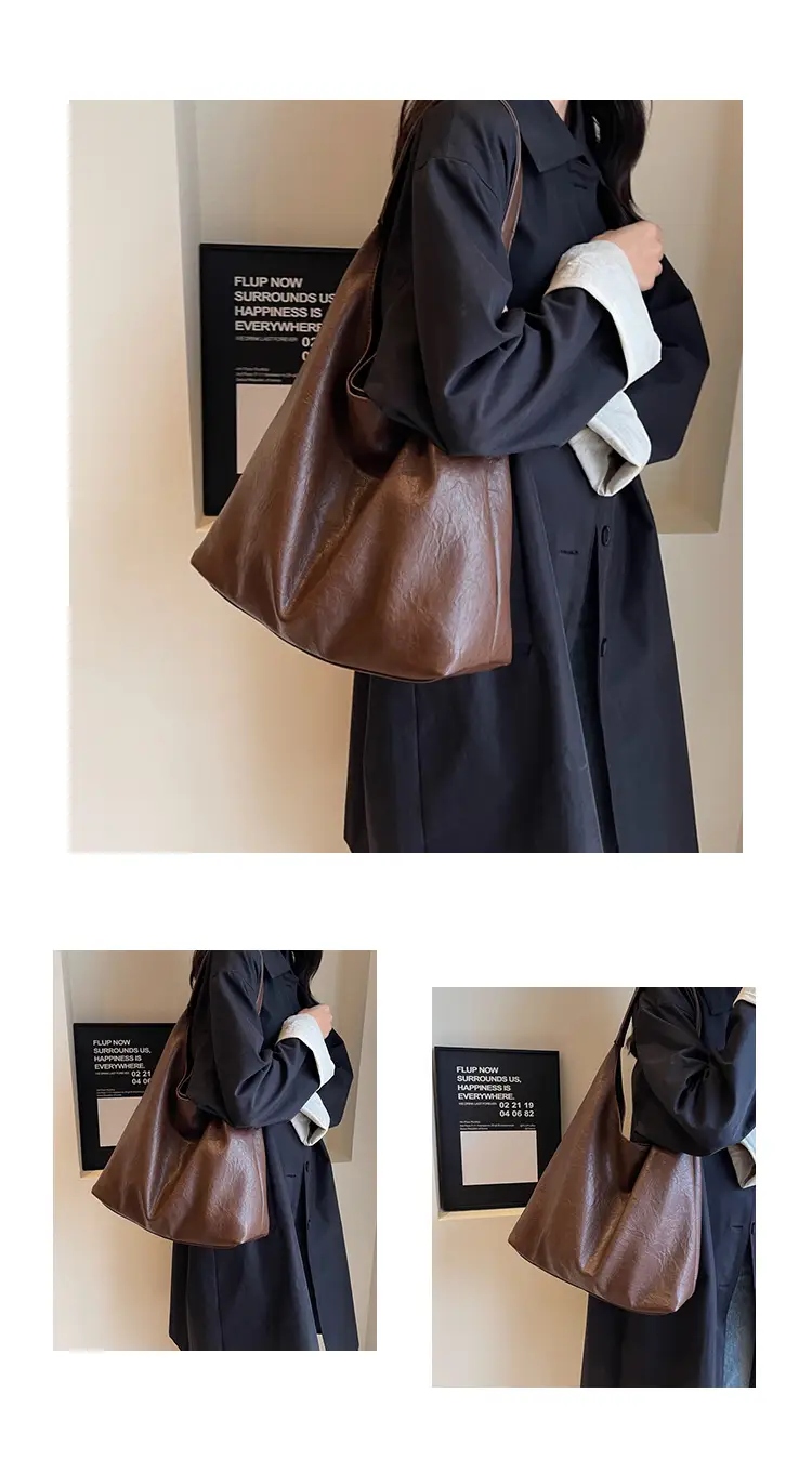 Brown Lazy Style Large Cap Bag for Women — feature 10
