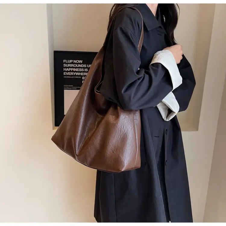 Brown Lazy Style Large Cap Bag for Women — feature 16