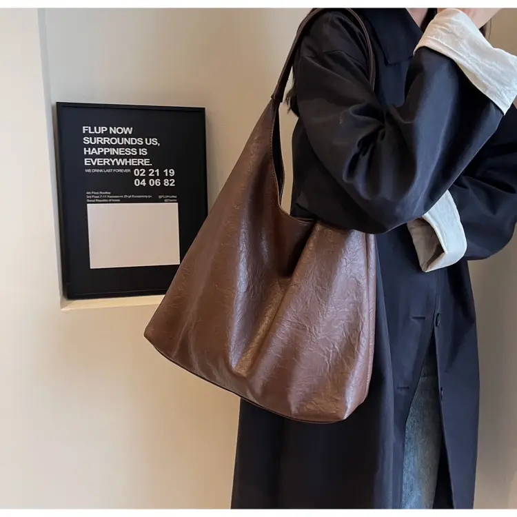 Brown Lazy Style Large Cap Bag for Women — feature 17