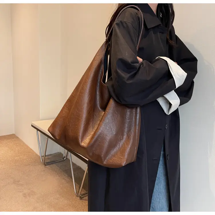 Brown Lazy Style Large Cap Bag for Women — feature 18