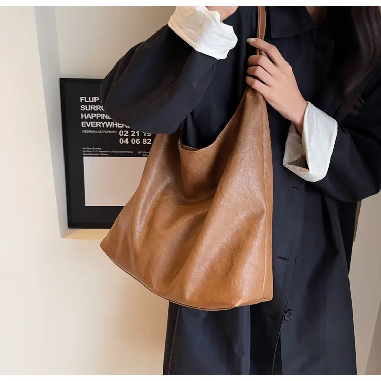 Brown Lazy Style Large Cap Bag for Women — feature 20