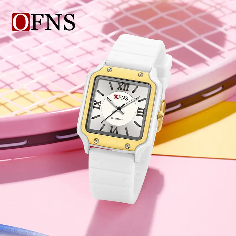 O'FNS White Roman Scale Waterproof Watch for Teens