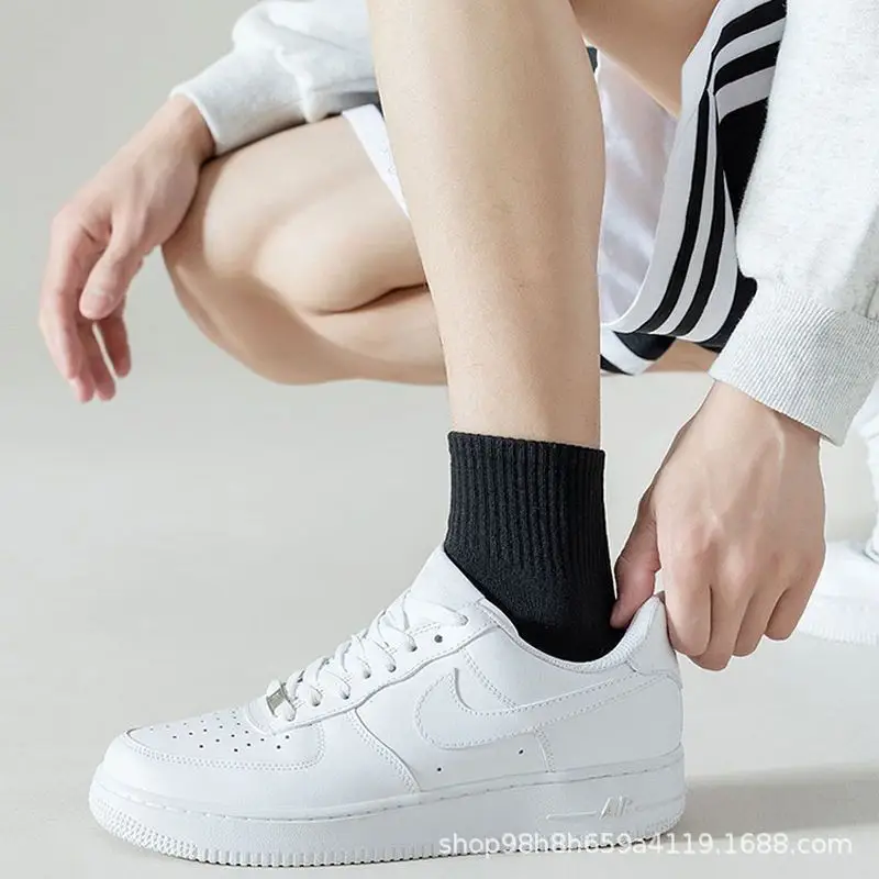 [100% Cotton] Socks for Men and Women, All-Season, Medium and Short, Pure Color, Sports, Antibacterial, Breathable, Sweat-Absorbent and Deodorant — feature 11