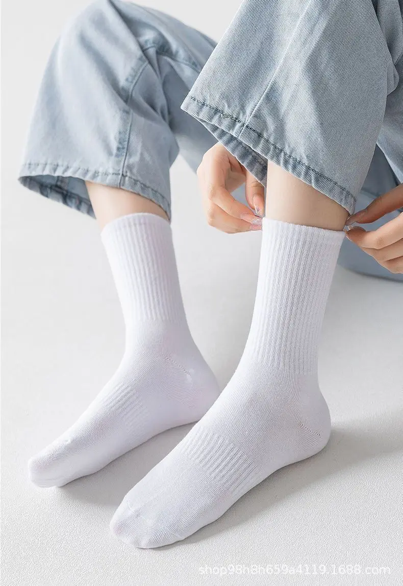 [100% Cotton] Socks for Men and Women, All-Season, Medium and Short, Pure Color, Sports, Antibacterial, Breathable, Sweat-Absorbent and Deodorant — feature 17