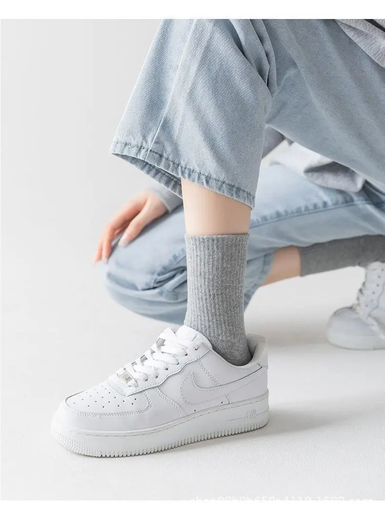 [100% Cotton] Socks for Men and Women, All-Season, Medium and Short, Pure Color, Sports, Antibacterial, Breathable, Sweat-Absorbent and Deodorant — feature 9
