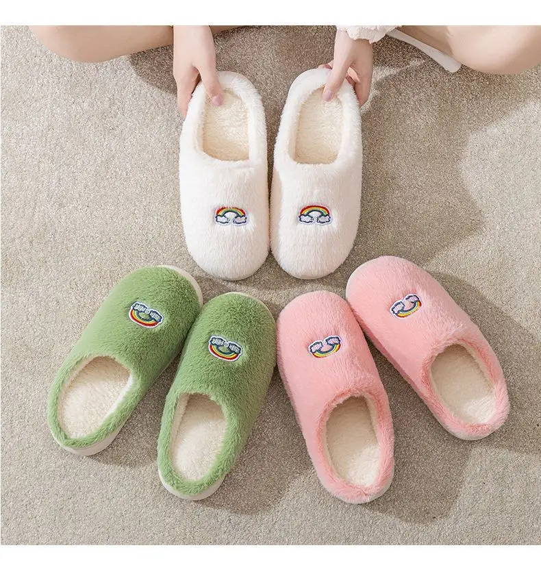 Winter fleece-lined Thick Bottom Trendy Outfit Couple Cotton Slippers Home Room Velvet Warm Non-Slip Soft Bottom Cotton Slippers — feature 26