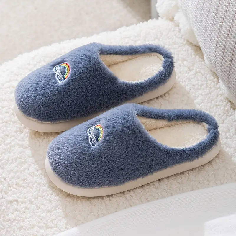 Winter fleece-lined Thick Bottom Trendy Outfit Couple Cotton Slippers Home Room Velvet Warm Non-Slip Soft Bottom Cotton Slippers - Image 10