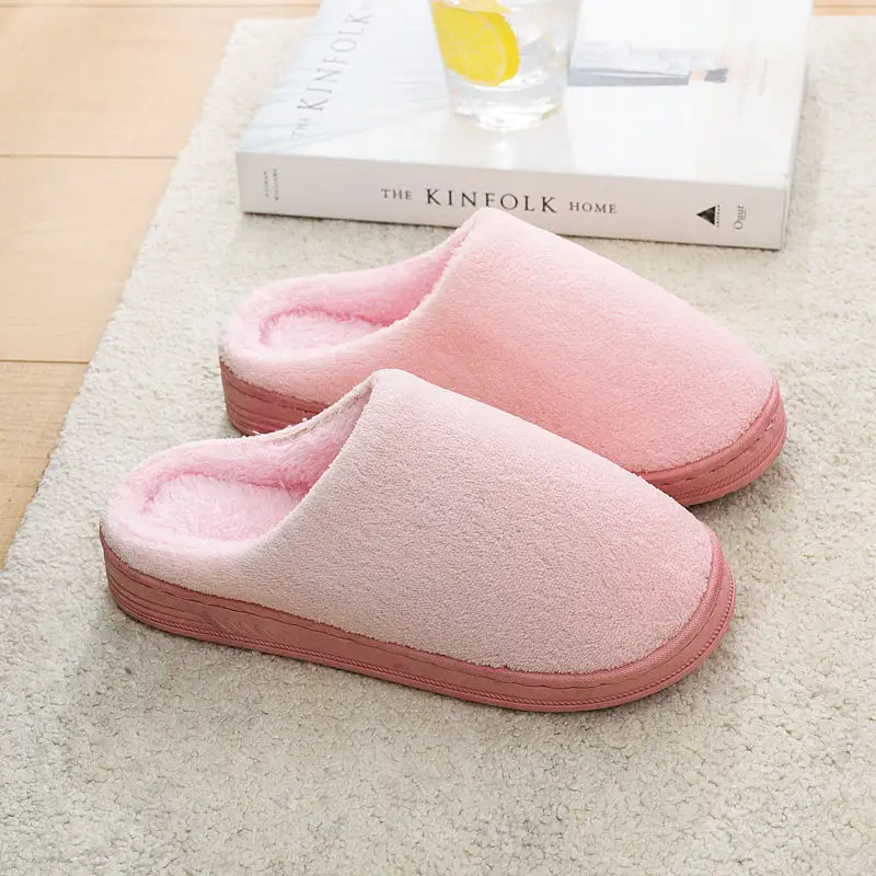 Winter fleece-lined Thick Bottom Trendy Outfit Couple Cotton Slippers Home Room Velvet Warm Non-Slip Soft Bottom Cotton Slippers - Image 12