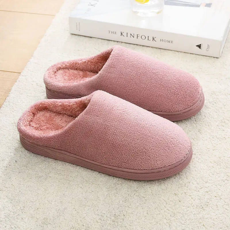 Winter fleece-lined Thick Bottom Trendy Outfit Couple Cotton Slippers Home Room Velvet Warm Non-Slip Soft Bottom Cotton Slippers - Image 13
