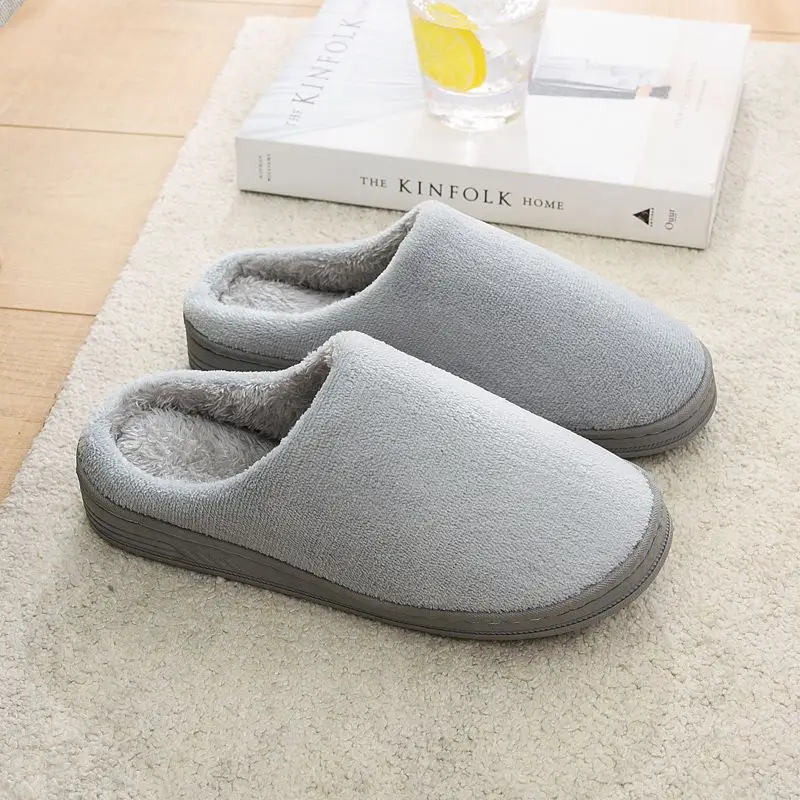 Winter fleece-lined Thick Bottom Trendy Outfit Couple Cotton Slippers Home Room Velvet Warm Non-Slip Soft Bottom Cotton Slippers - Image 14