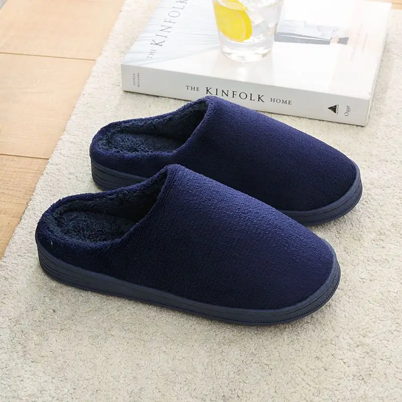 Winter fleece-lined Thick Bottom Trendy Outfit Couple Cotton Slippers Home Room Velvet Warm Non-Slip Soft Bottom Cotton Slippers - Image 15