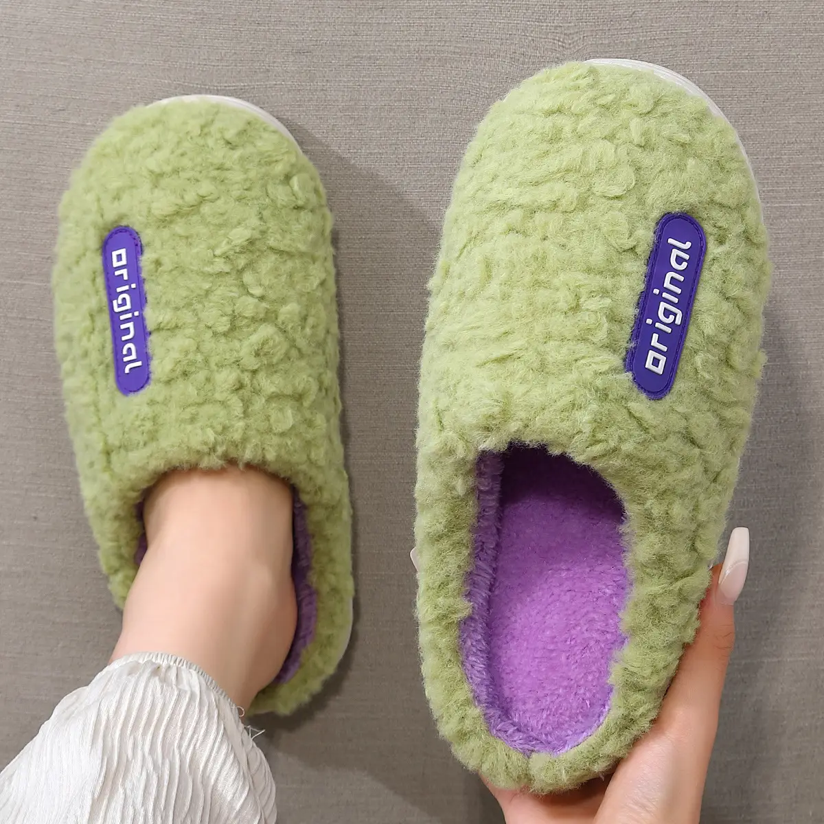 Green Cotton Women's Indoor Slippers Autumn Winter - Image 10