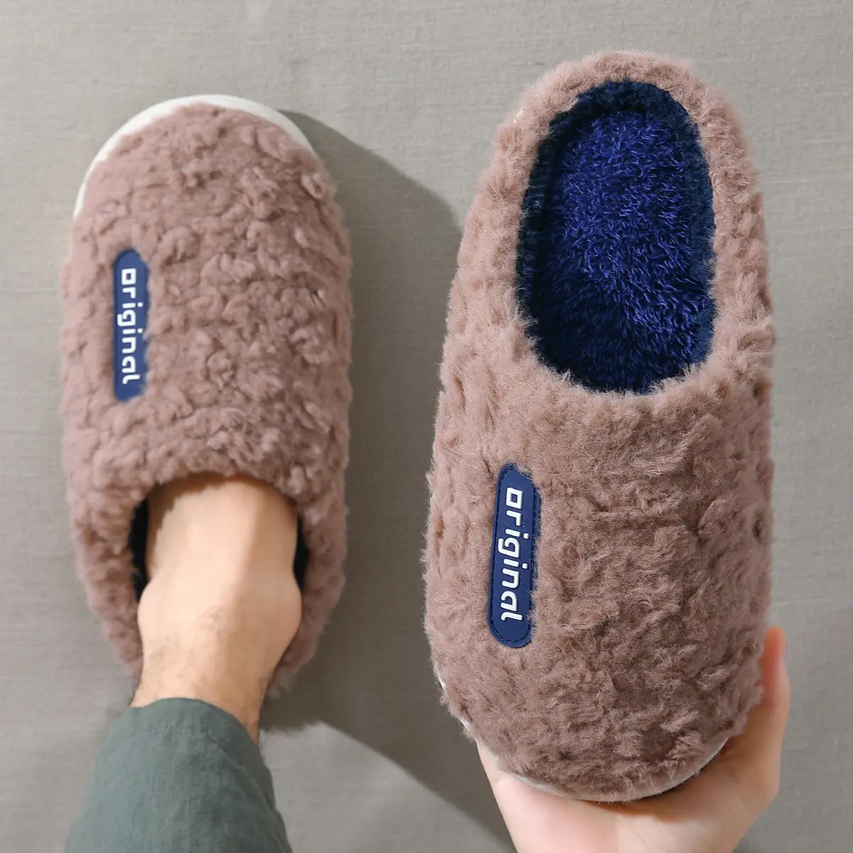 Green Cotton Women's Indoor Slippers Autumn Winter - Image 4