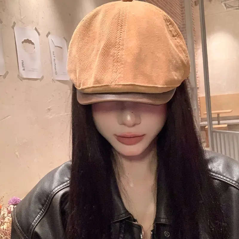 Women's American Style Corduroy Beret Hat - Image 4