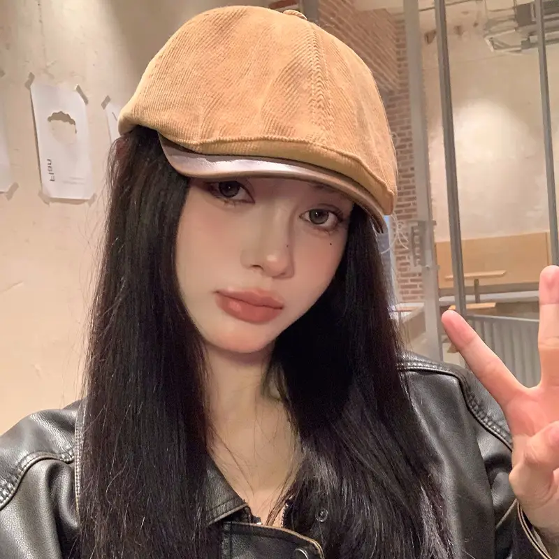 Women's American Style Corduroy Beret Hat - Image 5
