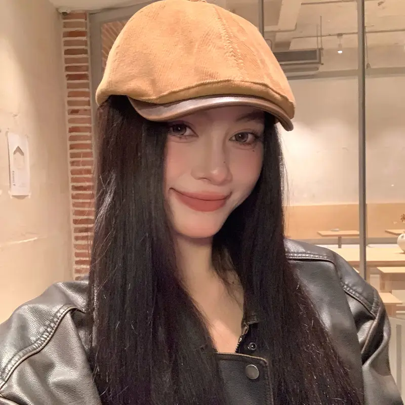 Women's American Style Corduroy Beret Hat - Image 6