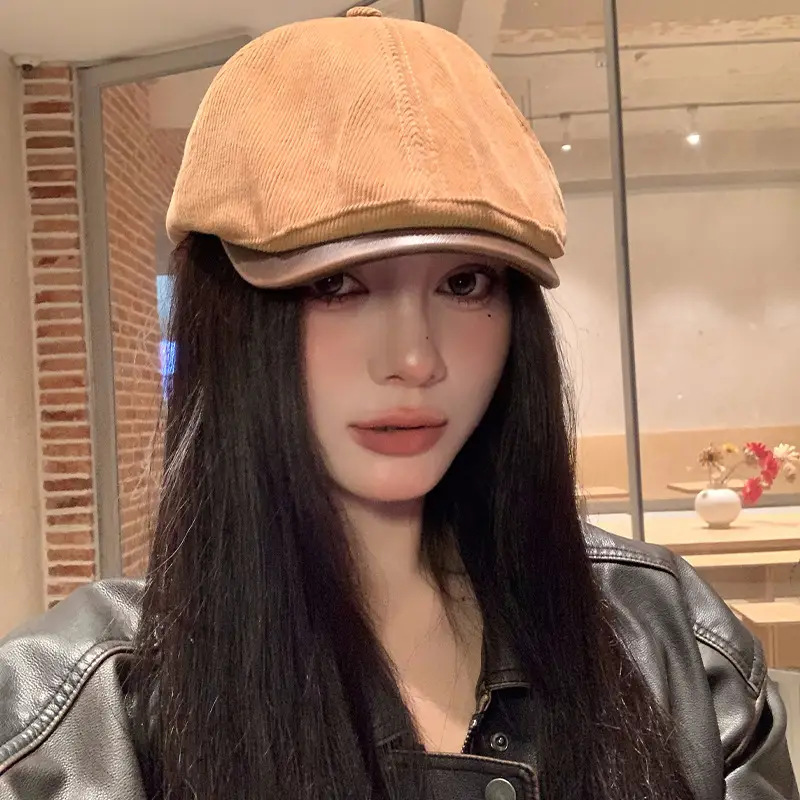 Women's American Style Corduroy Beret Hat - Image 7