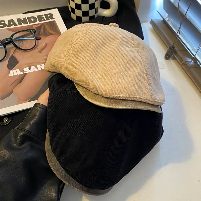 Women's American Style Corduroy Beret Hat - Image 8
