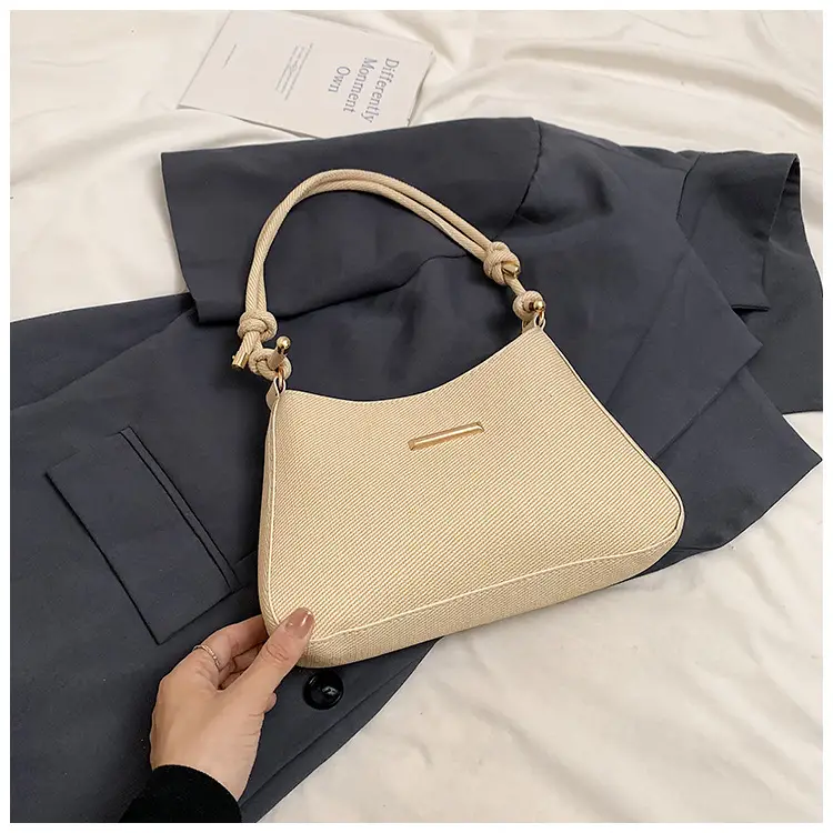 Women's Vintage Shoulder Bag Beige Large Capacity - Image 4