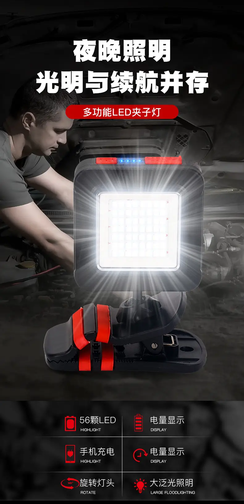 Rechargeable Multi-Function Work Light with USB Output β feature 1