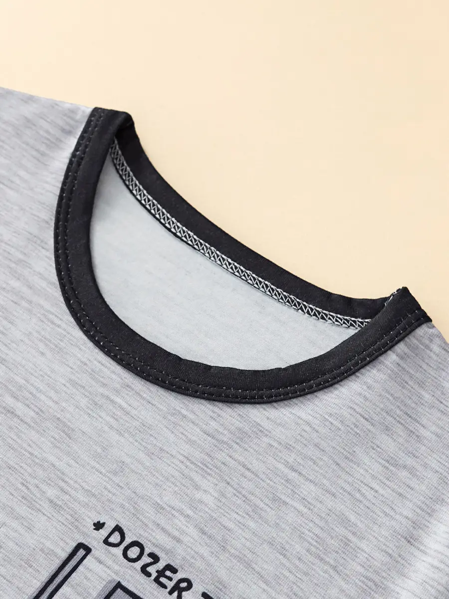 2025 Summer Boys Short Sleeve T-Shirt Suit Gray