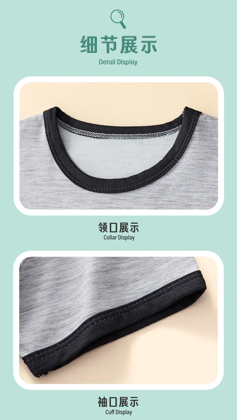2025 Summer Boys Short Sleeve T-Shirt Suit Gray — feature 7