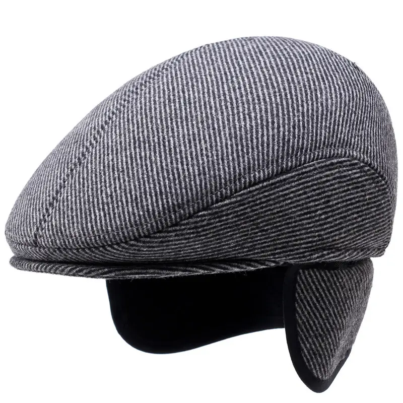 Middle-aged Woolen Peaked Cap for Men Winter Warm - Image 2