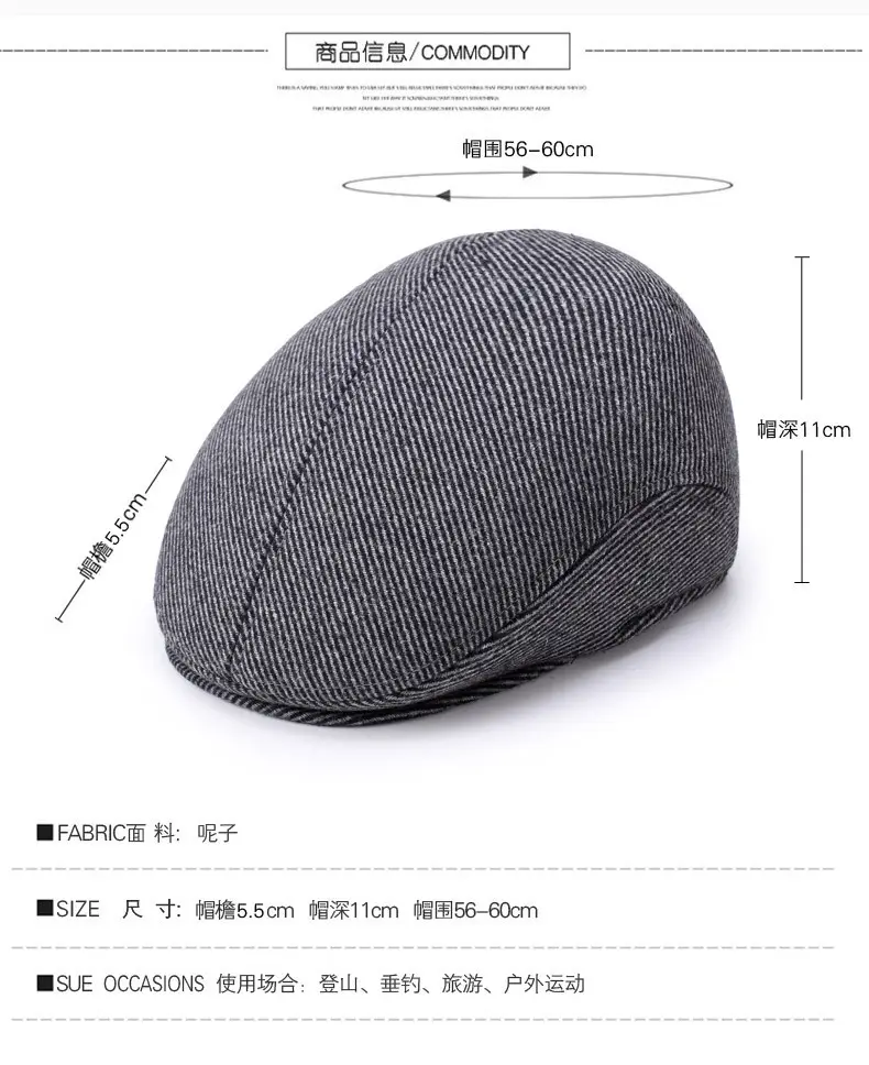 Middle-aged Woolen Peaked Cap for Men Winter Warm — feature 2