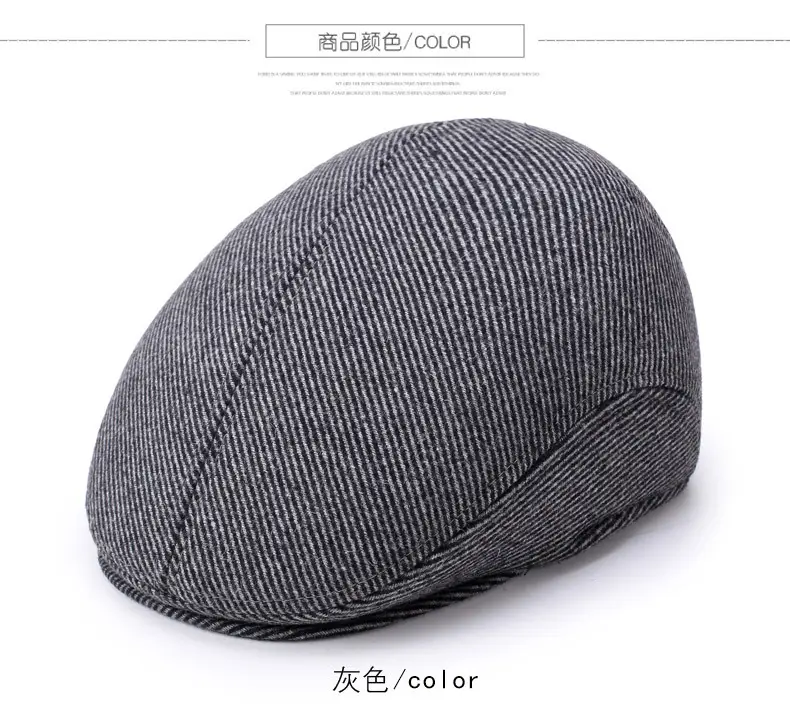 Middle-aged Woolen Peaked Cap for Men Winter Warm — feature 3