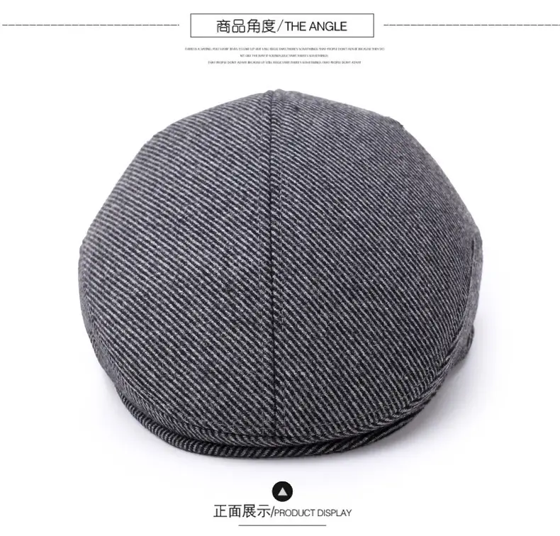 Middle-aged Woolen Peaked Cap for Men Winter Warm — feature 5