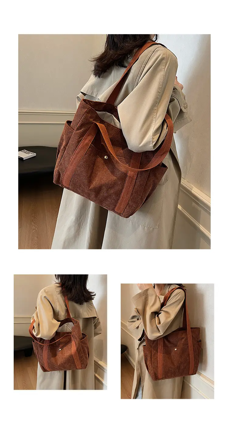 Korean Style Corduroy Shoulder Tote Bag 2024 Autumn Winter — feature 20
