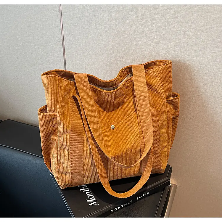 Korean Style Corduroy Shoulder Tote Bag 2024 Autumn Winter — feature 22