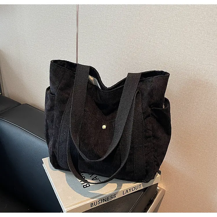 Korean Style Corduroy Shoulder Tote Bag 2024 Autumn Winter — feature 25