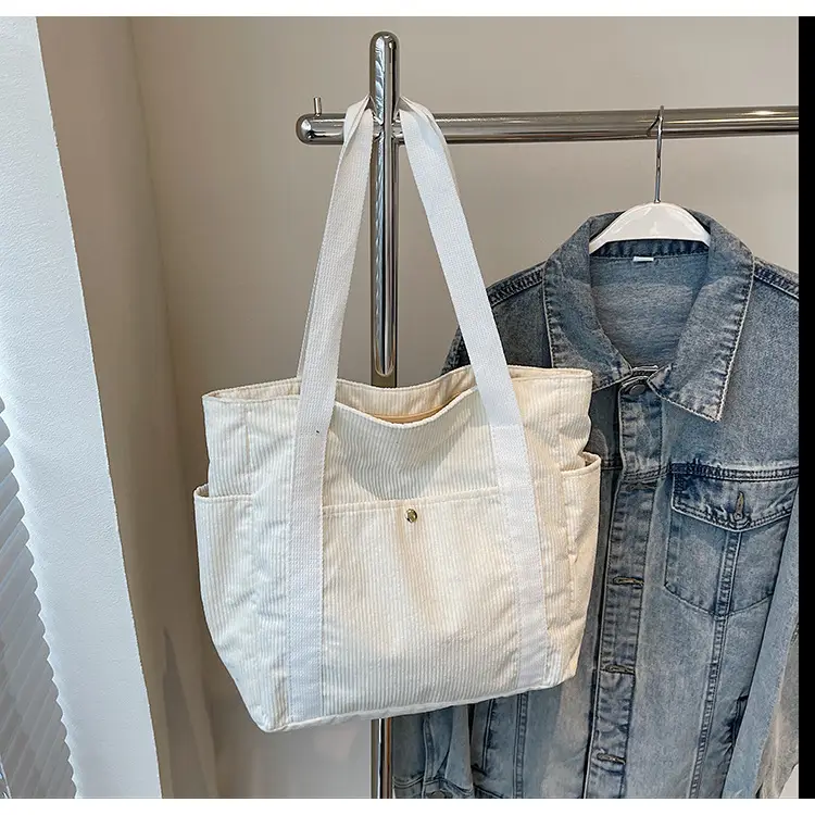 Korean Style Corduroy Shoulder Tote Bag 2024 Autumn Winter — feature 28