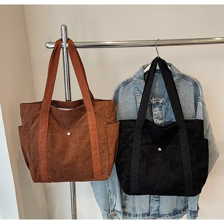 Korean Style Corduroy Shoulder Tote Bag 2024 Autumn Winter — feature 30