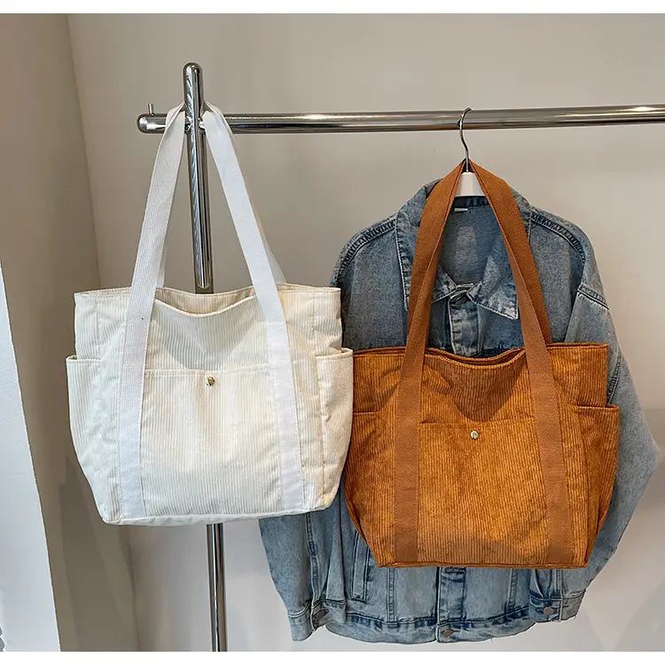 Korean Style Corduroy Shoulder Tote Bag 2024 Autumn Winter — feature 31