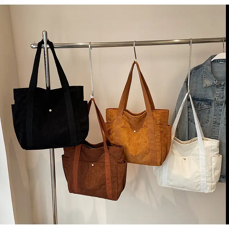 Korean Style Corduroy Shoulder Tote Bag 2024 Autumn Winter — feature 32