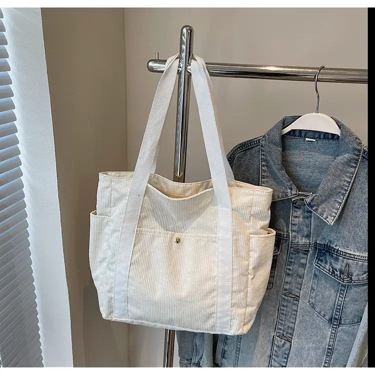 Korean Style Corduroy Shoulder Tote Bag 2024 Autumn Winter