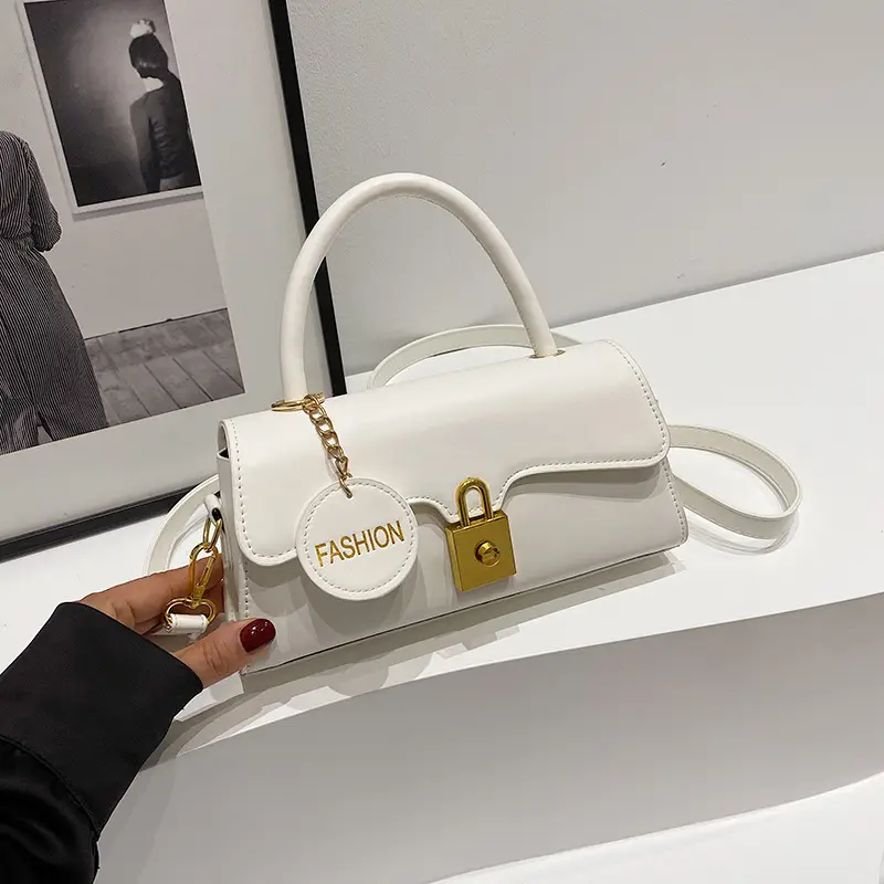 Black Crossbody Bag with Gold Lock for Women 2024