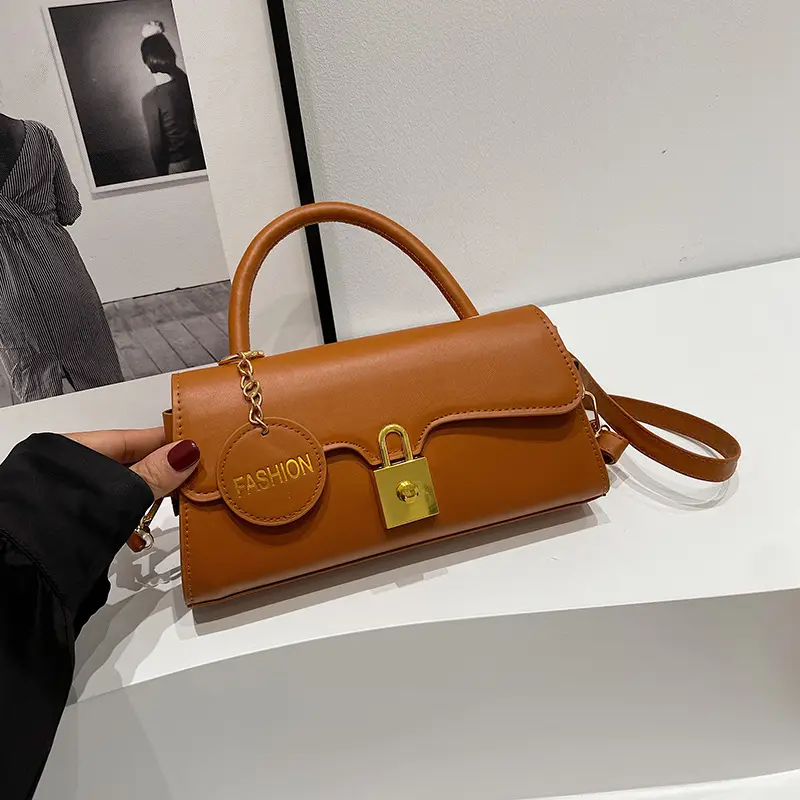 Black Crossbody Bag with Gold Lock for Women 2024