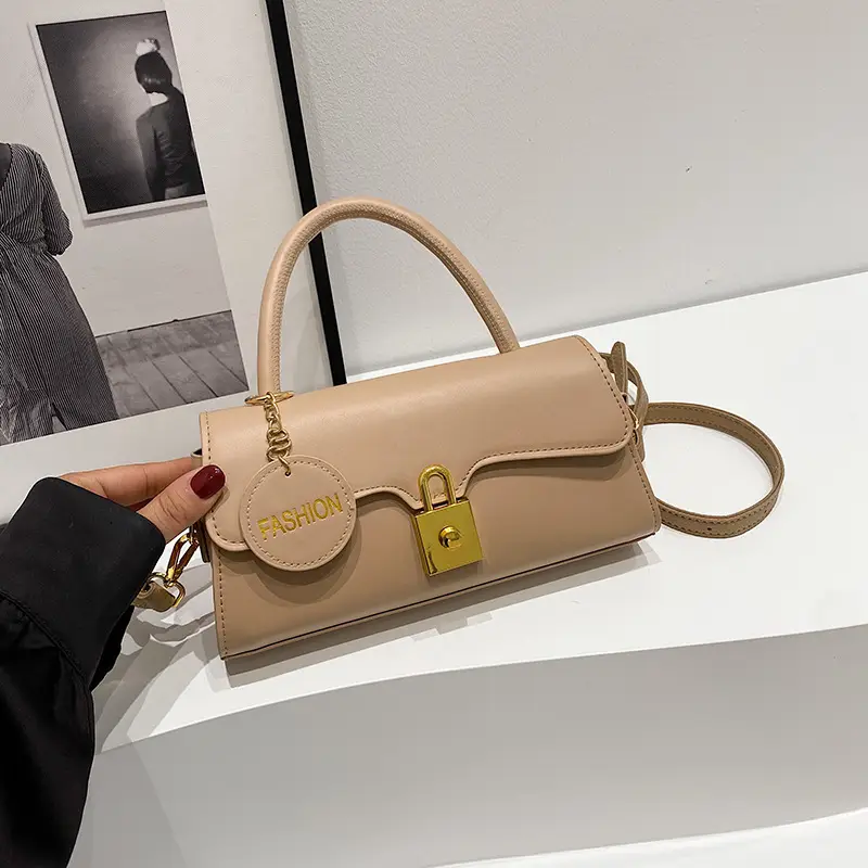 Black Crossbody Bag with Gold Lock for Women 2024