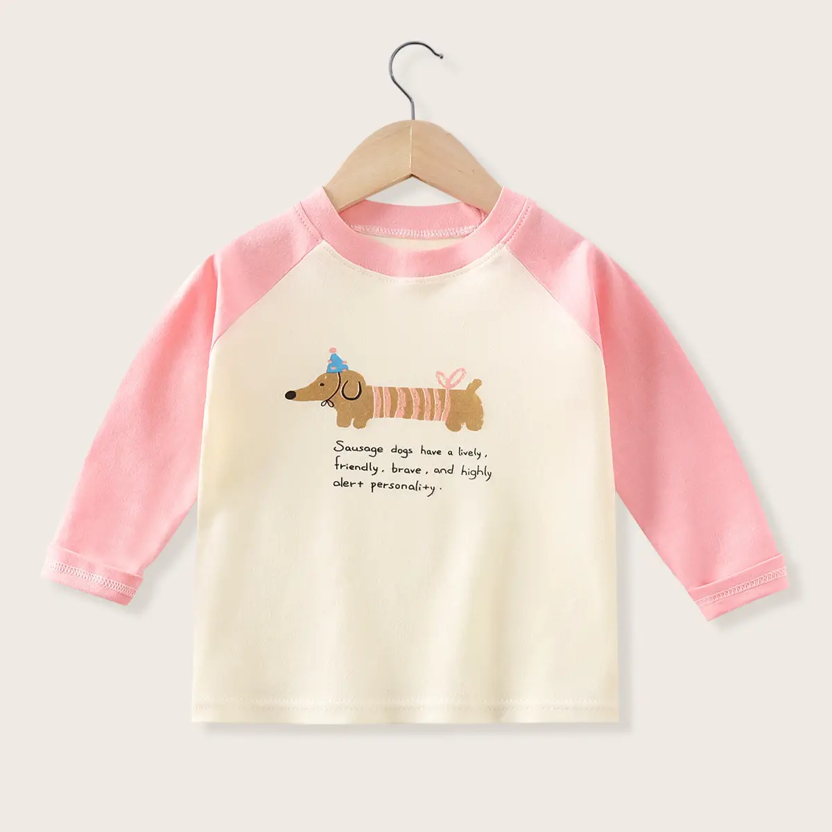 Children's Long Sleeve T-Shirt Blue Cream Happy Day Design