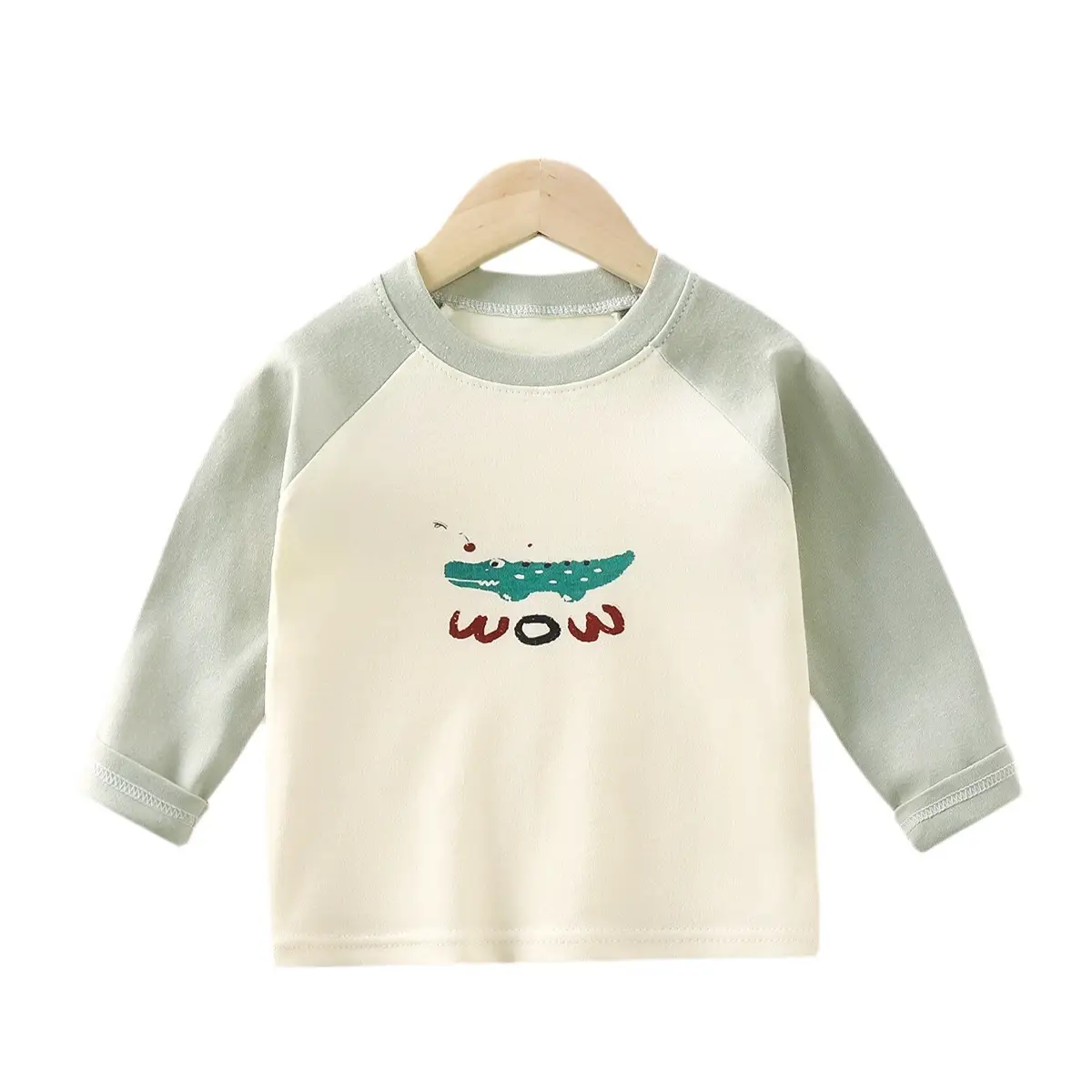 Children's Long Sleeve T-Shirt Blue Cream Happy Day Design