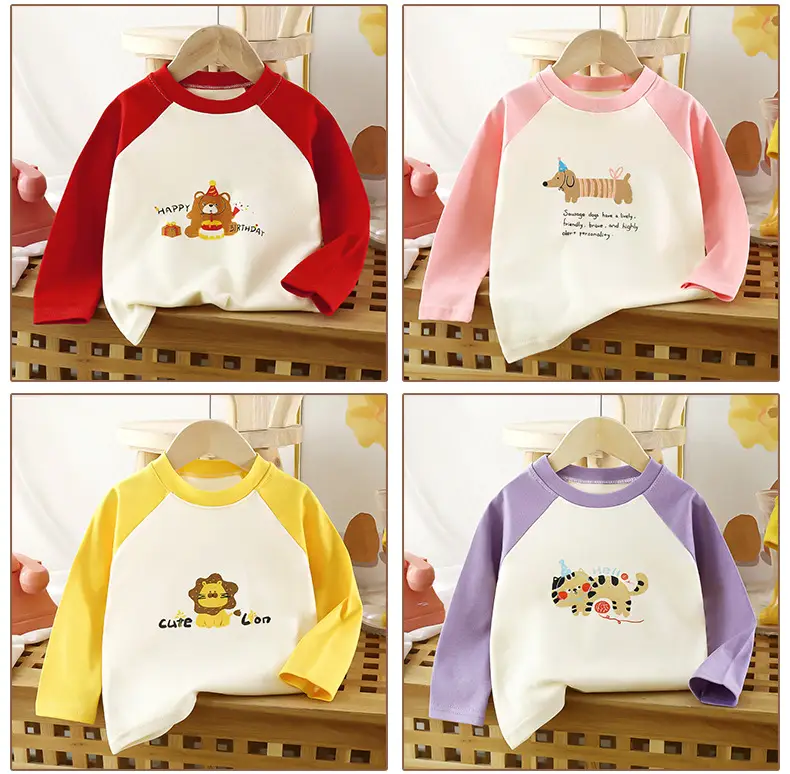 Children's Long Sleeve T-Shirt Blue Cream Happy Day Design — feature 14