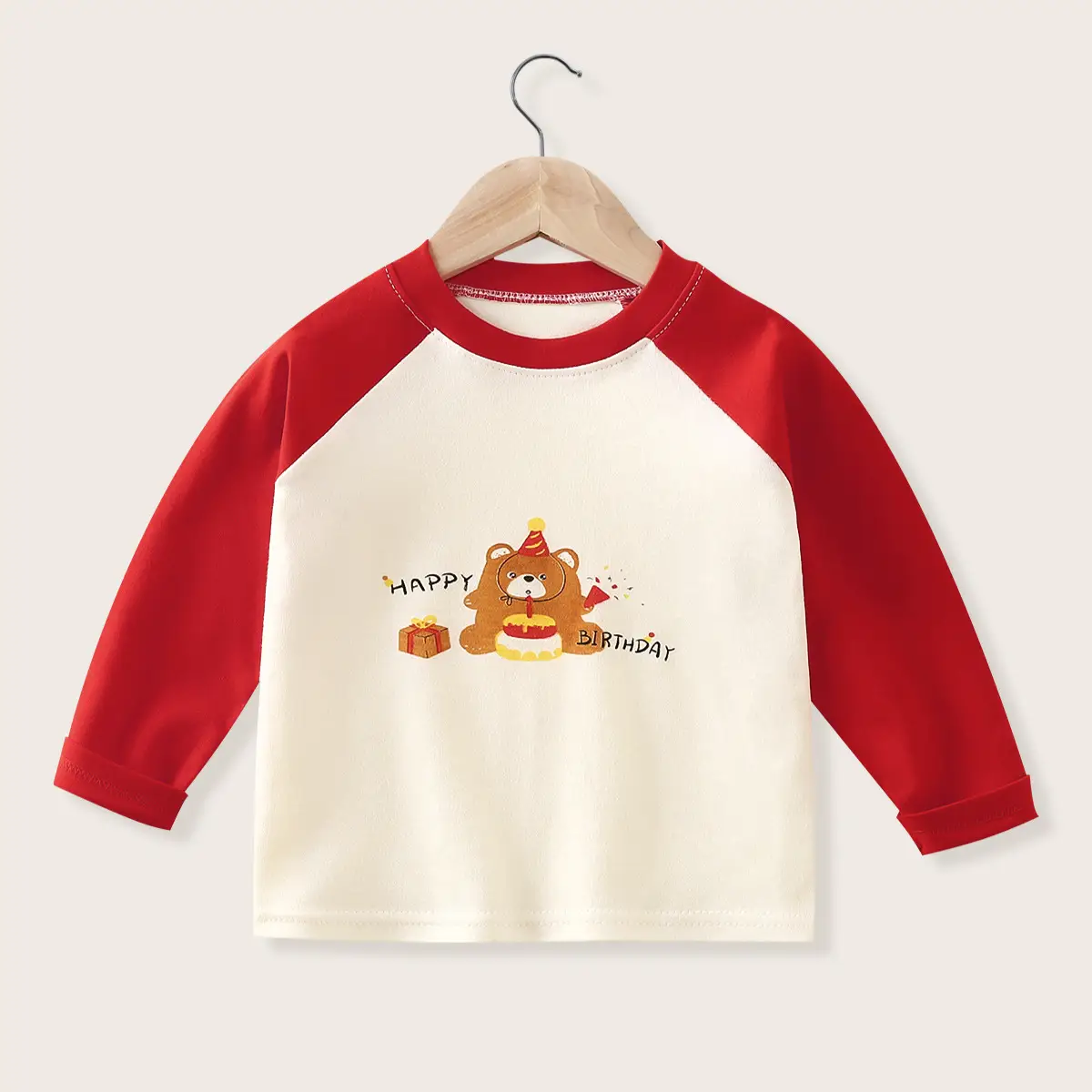 Children's Long Sleeve T-Shirt Blue Cream Happy Day Design