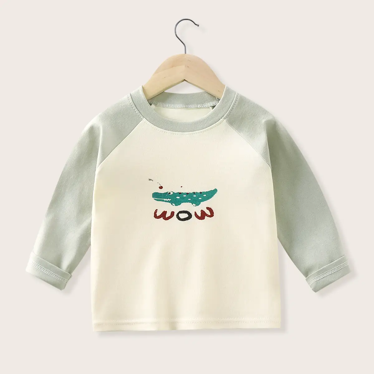 Children's Long Sleeve T-Shirt Blue Cream Happy Day Design