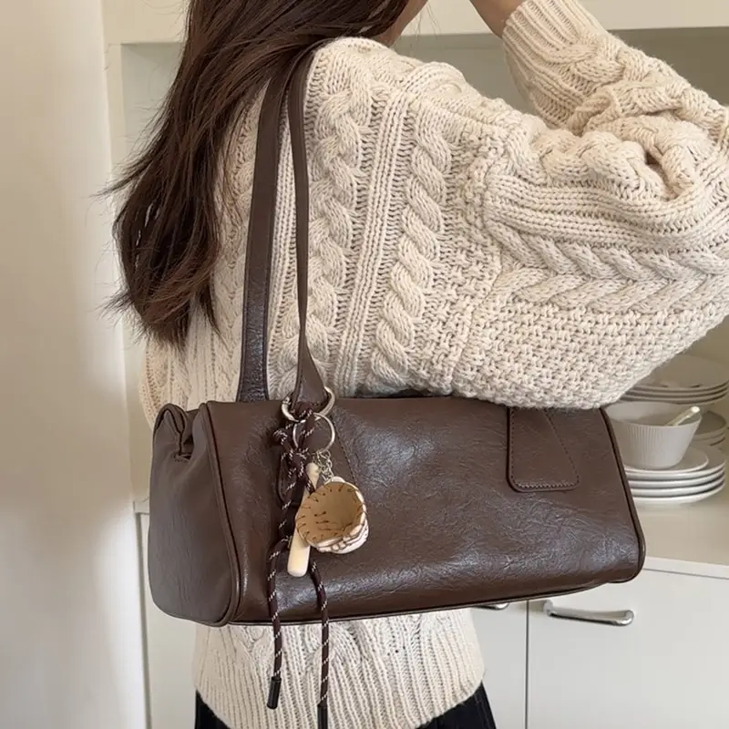 Women's Korean Ins Retro Shoulder Bag Brown 2026 - Image 3
