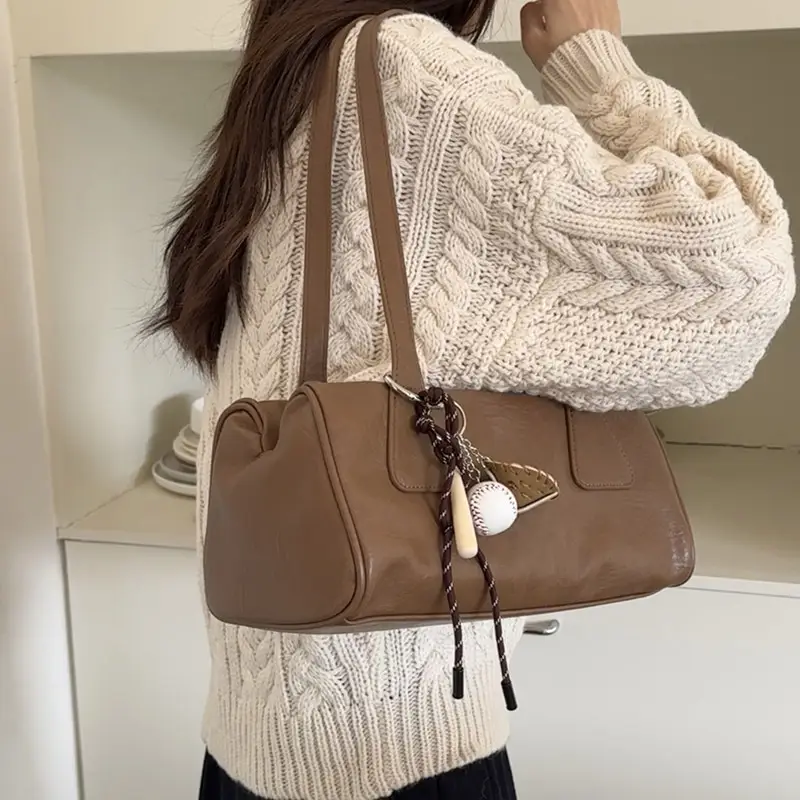 Women's Korean Ins Retro Shoulder Bag Brown 2026 — feature 21