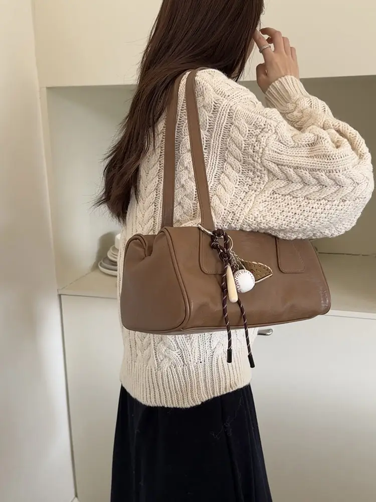 Women's Korean Ins Retro Shoulder Bag Brown 2026 — feature 23
